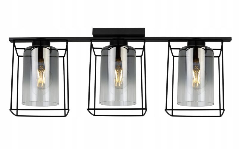 Lampa sufitowa wisząca Light Home LH Hella Cage 3x E27 60W szkło grafitowy 1szt.