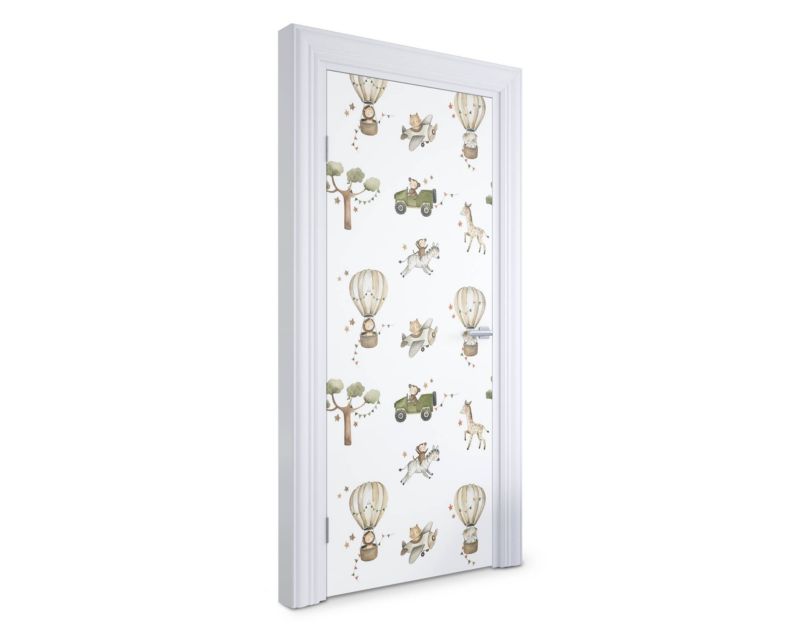 Samoprzylepna naklejka na drzwi Wallfluent 85x205 cm Przygody zwierząt 1 szt.