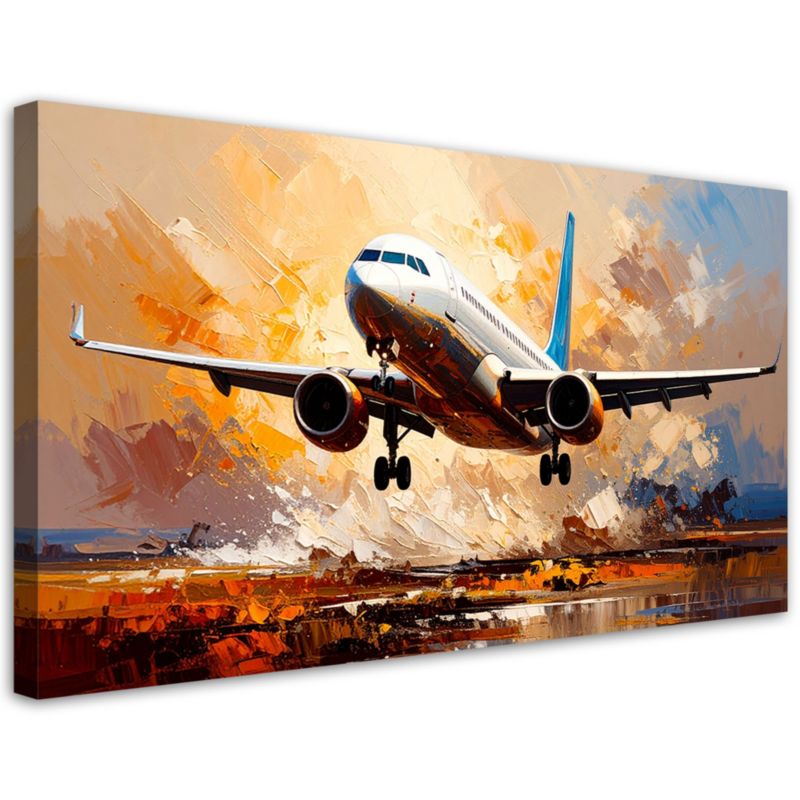 Obraz nowoczesny do biura salonu Feeby Samolot pasażerski 80x40cm 1szt