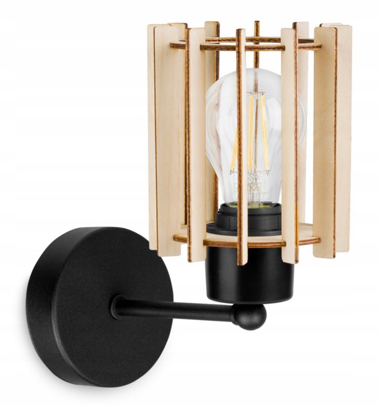 Lampa ścienna kinkiet Light Home LH Timber 1x E27 60W górny czarny 1szt.