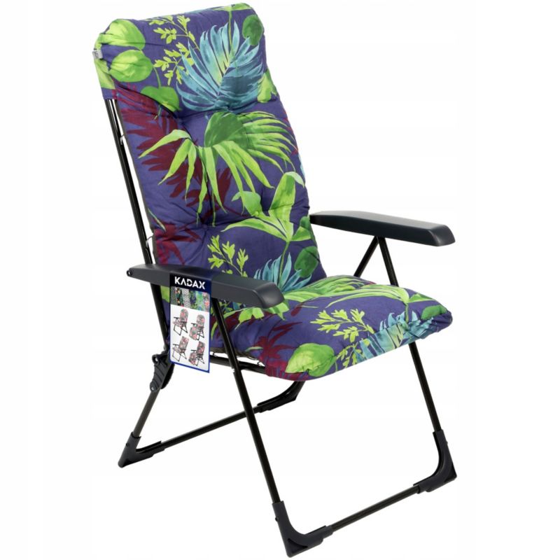 Leżak KADAX Fotel Ogrodowy Plażowy Składany Z Poduszką 110kg Regulowany 1szt.