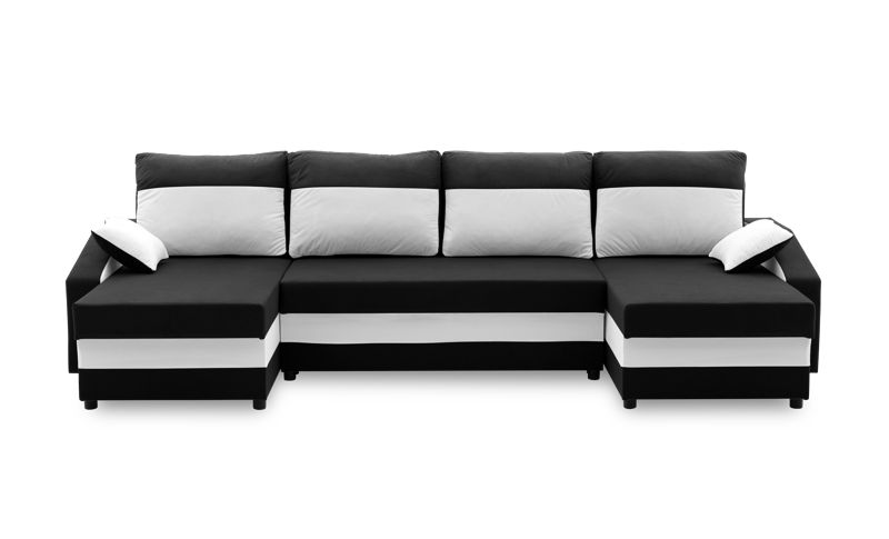 Duży narożnik TYLETEGOTU rozkładany MONTERO welur biel czarny 1 szt