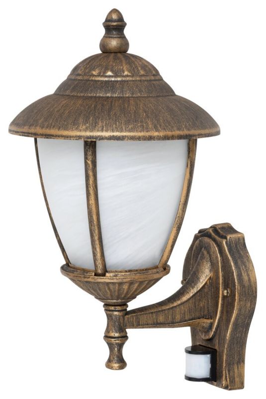 Kinkiet zewnętrzny z czujnikiem Rabalux Madrid złoto antyczne 1 x E27 x 60W IP43 wym: 37 x 20 x 23,5 cm - 1 szt.