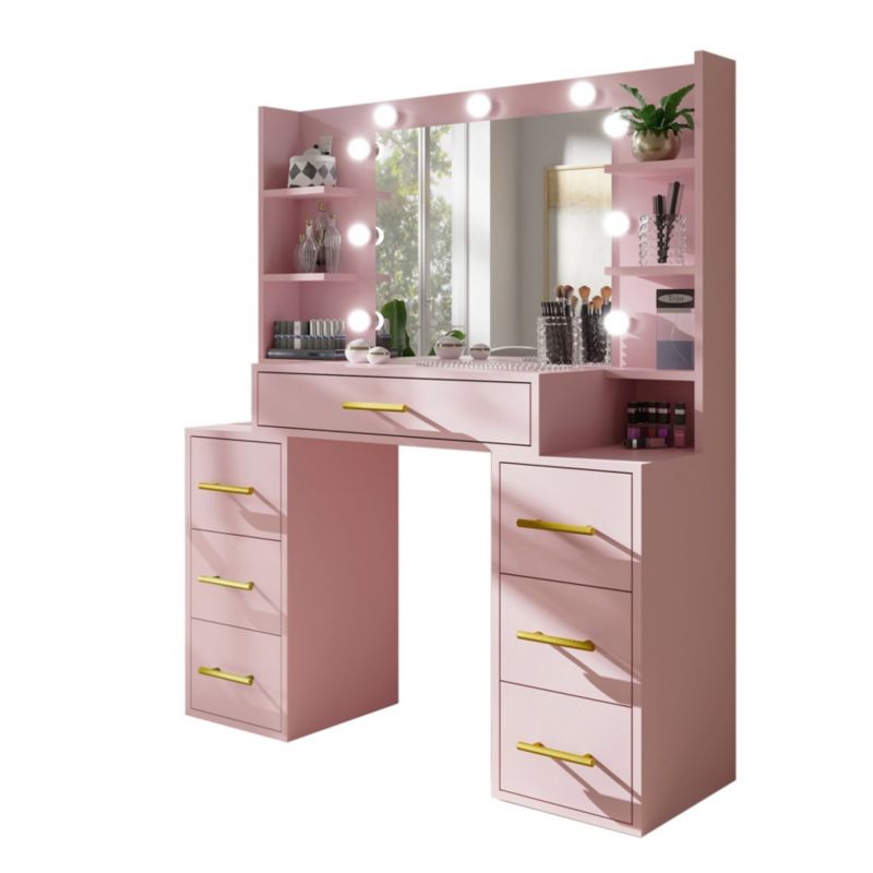 Toaletka z szufladami Bettso Star z lustrem i oświetleniem różowy 1szt.
