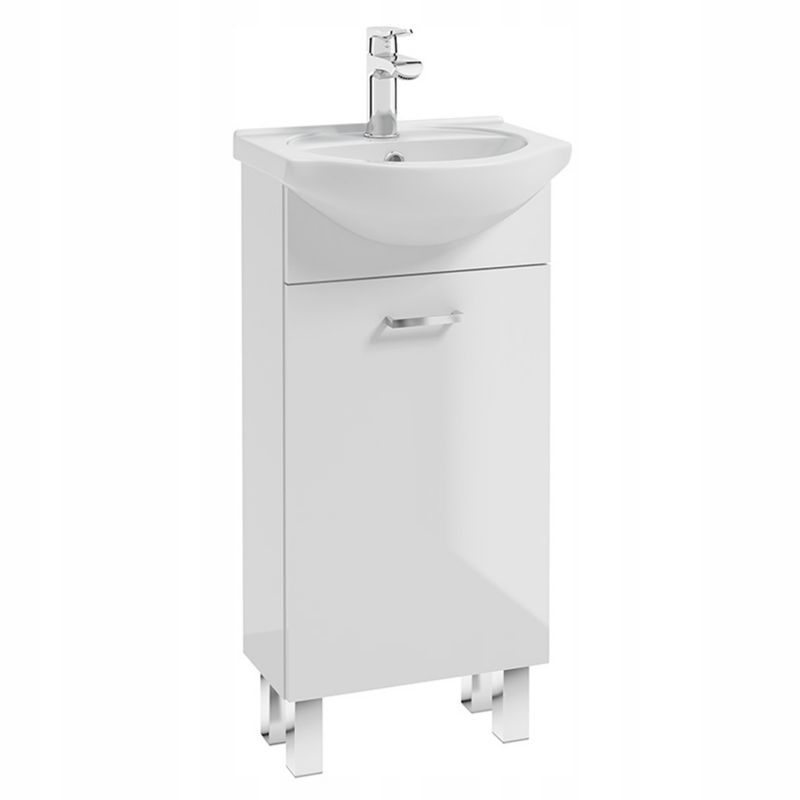 Szafka Łazienkowa Stamar z Umywalką 400 x 200 mm Biała Stojąca Bateria Obrot Chrom 1 szt