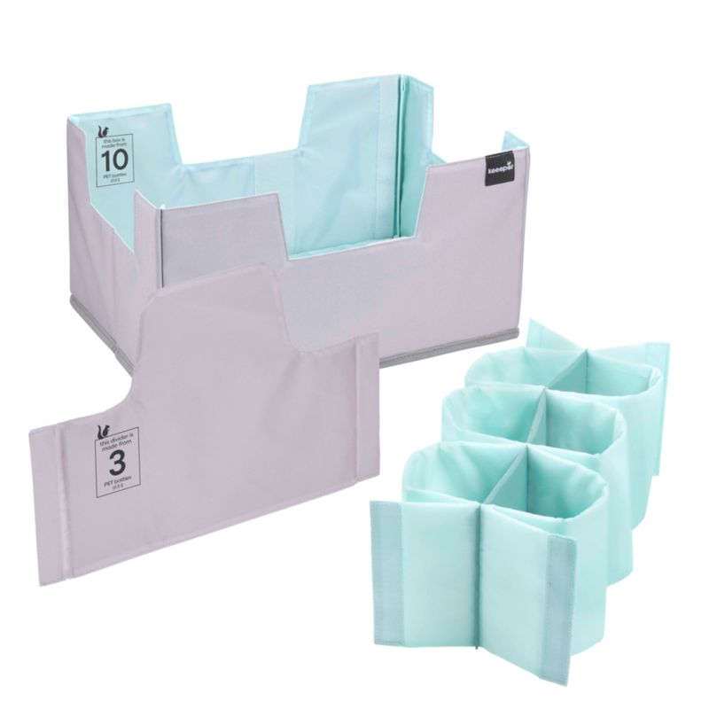 Składany organizer na zakupy Keeeper NEA Zestaw XL 28l, szaro seledynowy, 42 x 29,5 x 22,5 cm, 1 szt.