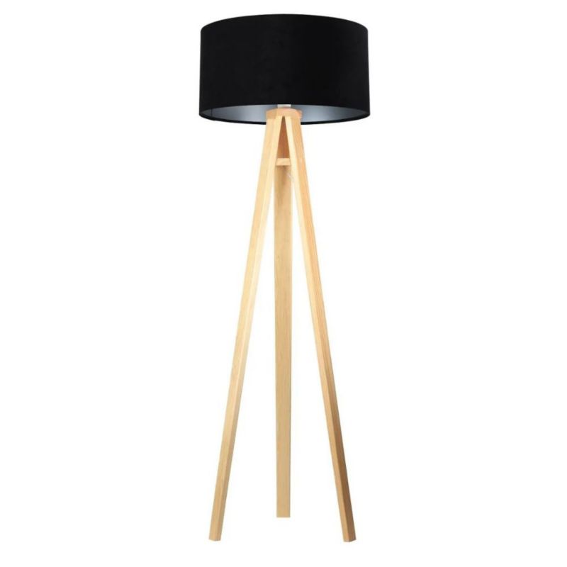 Lampa Bps Koncept stojąca HOME 50 czarna/srebrna/sosna 1 szt