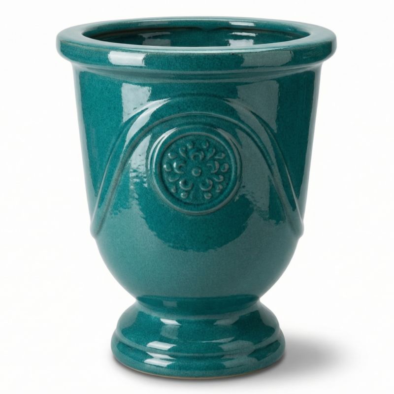 Doniczka ceramiczna Provencelia MOLIERE szkliwiona mrozoodporna 32 x 41 cm Turkusowy 1szt