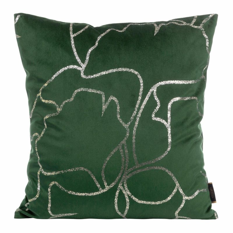 Poszewka BLINK 35 Eurofirany 45 x 45 cm ciemnozielona z nadrukiem liści miłorzębu welwetowa 1 szt.