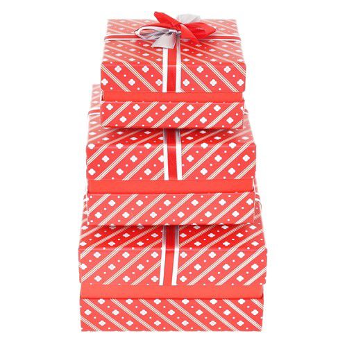 Zestaw pudełek Neopak ozdobnych Czerwone skosy 3 szt.