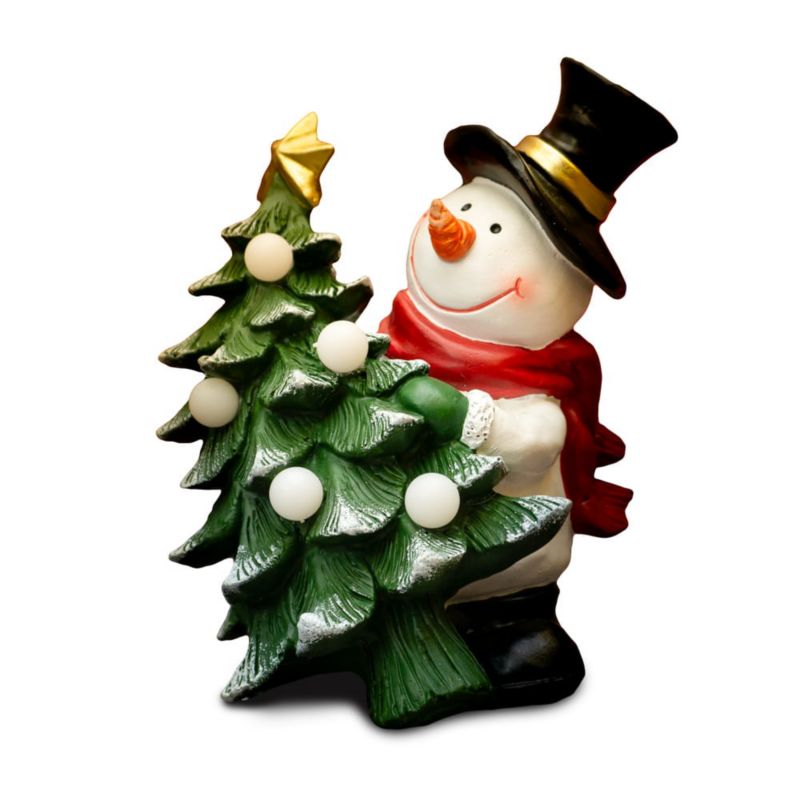 Figurka dekoracyjna bałwanek z choinką, Solis Decor by Aleksandra Sobota, 20,5 cm, 1 szt.