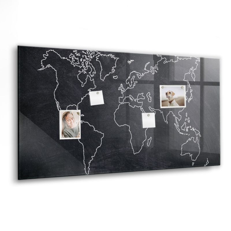 Foto tablica magnetyczna Wallfluent 120x60 cm Obrys mapy świata 1 szt.
