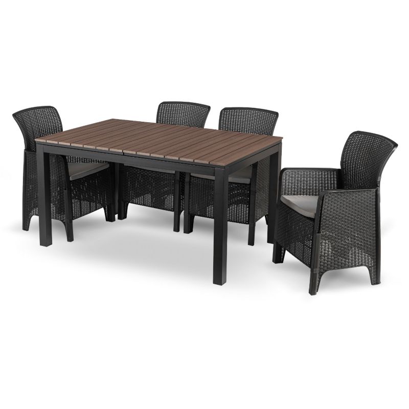 Zestaw Mebel Elite Mebli Ogrodowych Na Taras Ogród Technorattan Czarny Orzech 1 kpl.