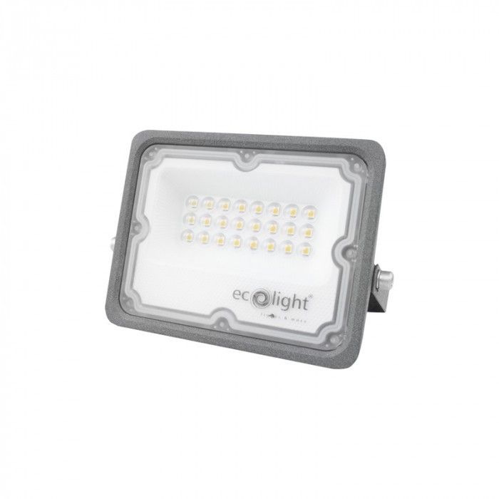 Naświetlacz LED Ecolight ciemnoszary LED 20W 4000K 2000lm IP65 wym: 11 x 13,7 x 3,6 cm aluminium - 1 szt.