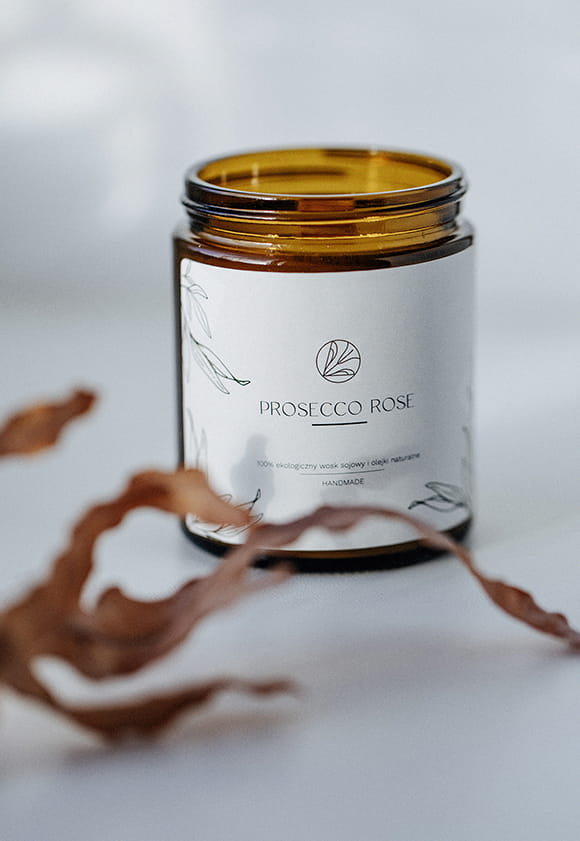 Lillow - Średnia ŚWIECA SOJOWA 180 ml - Prosecco Rose - Uszyto w Polsce