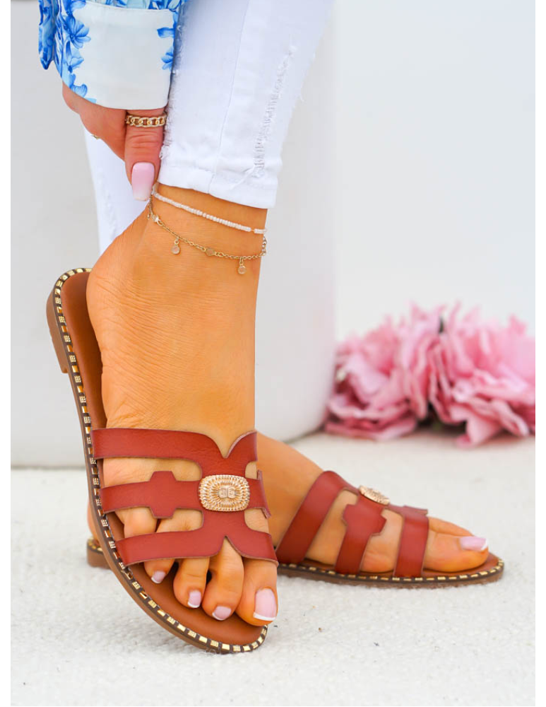 Klasyczne Klapki Ze Skóry Malaga Brązowe