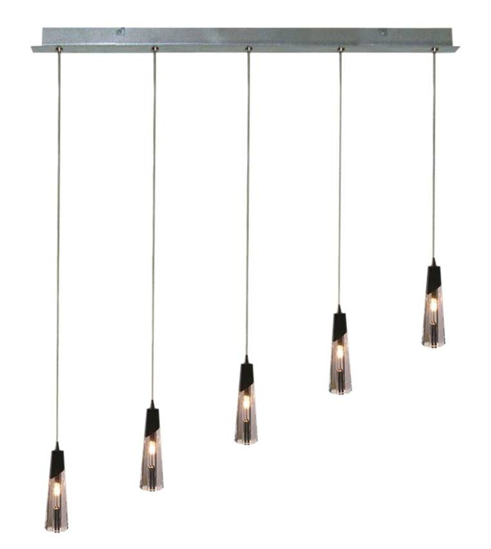 Chromowana lampa wisząca sufitowa 5-punktowa do salonu ERICA metal