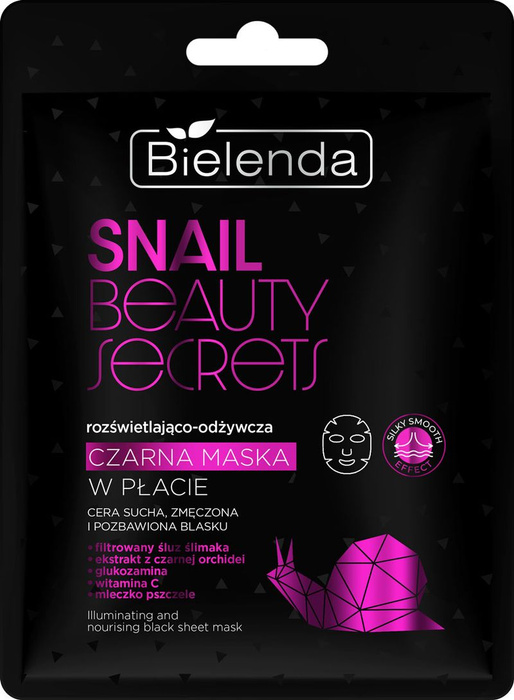Bielenda Snail beauty secrets Rozświetlająco - odżywcza czarna maska w płacie, 1 szt.