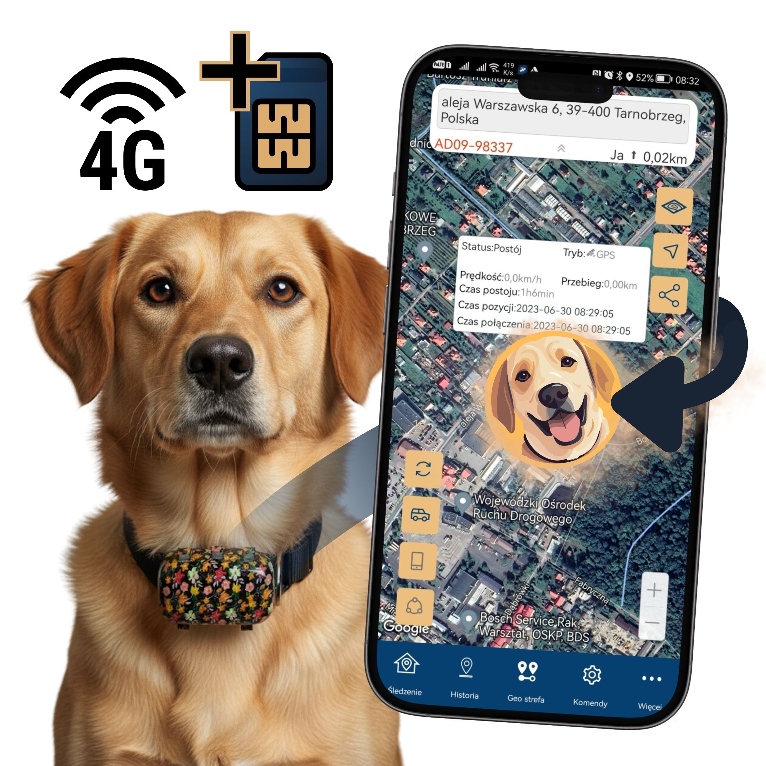 Lokalizator GPS dla psa MKX20 długi czas działania - kwiecisty