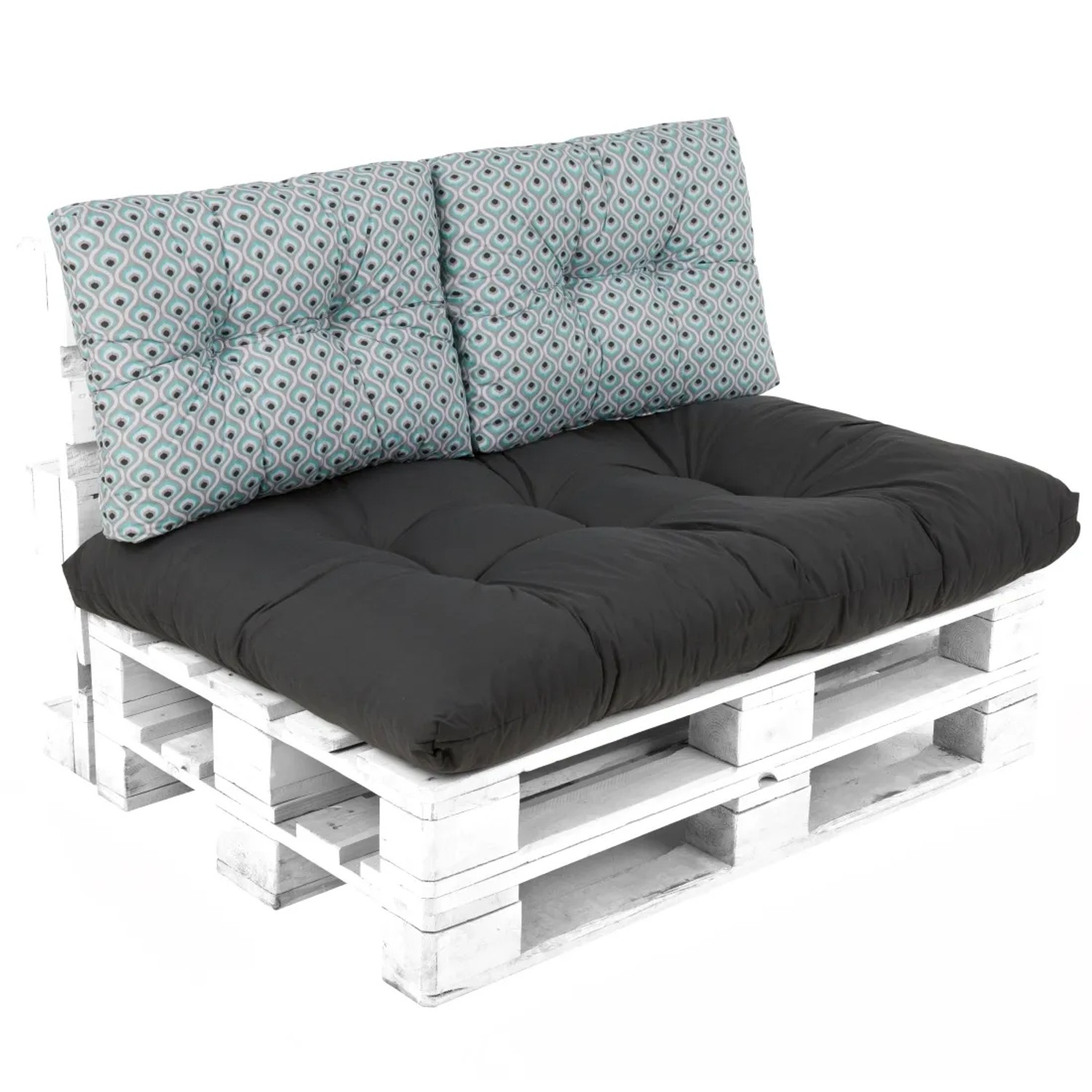 Poduszki paletowe na oparcie pawie oko kolor niebieski - 2 szt.