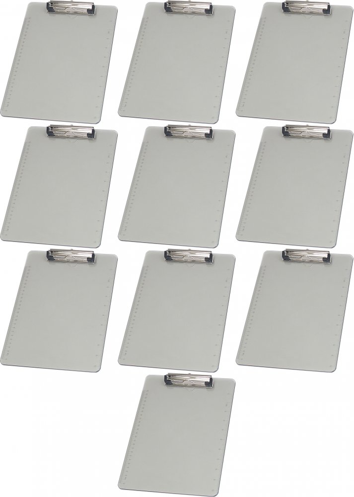 10x Clipboard D. Rect, A4, z nadrukiem linijki, mix kolorów transparentnych