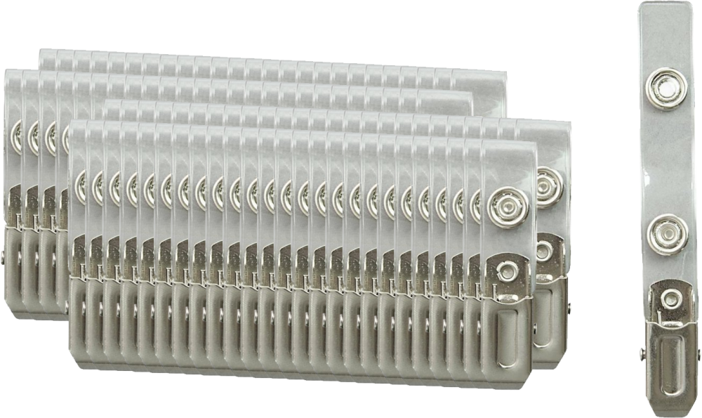 100x Klips Argo, do identyfikatora CT 210, z paskiem, przezroczysty