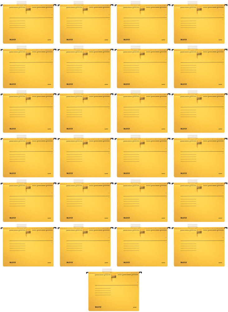 25x Skoroszyt zawieszany Leitz Alpha, A4, 348x270mm, 225g/m2, żółty