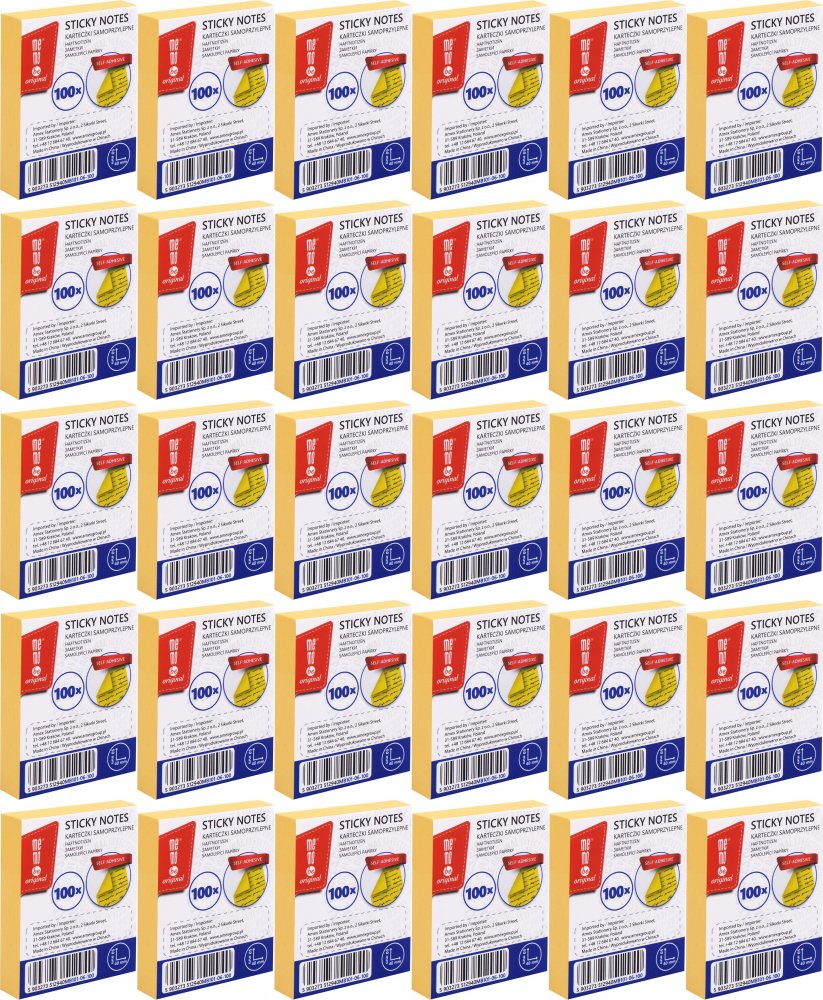 72x Karteczki samoprzylepne MemoBe, 40x50mm, 100 karteczek, żółty