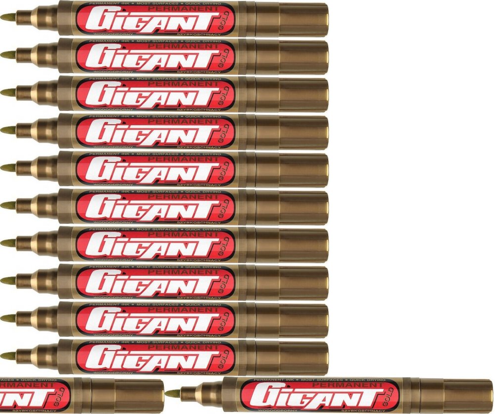 12x Marker permanentny Kamet Gigant, okrągła, 5mm, złoty