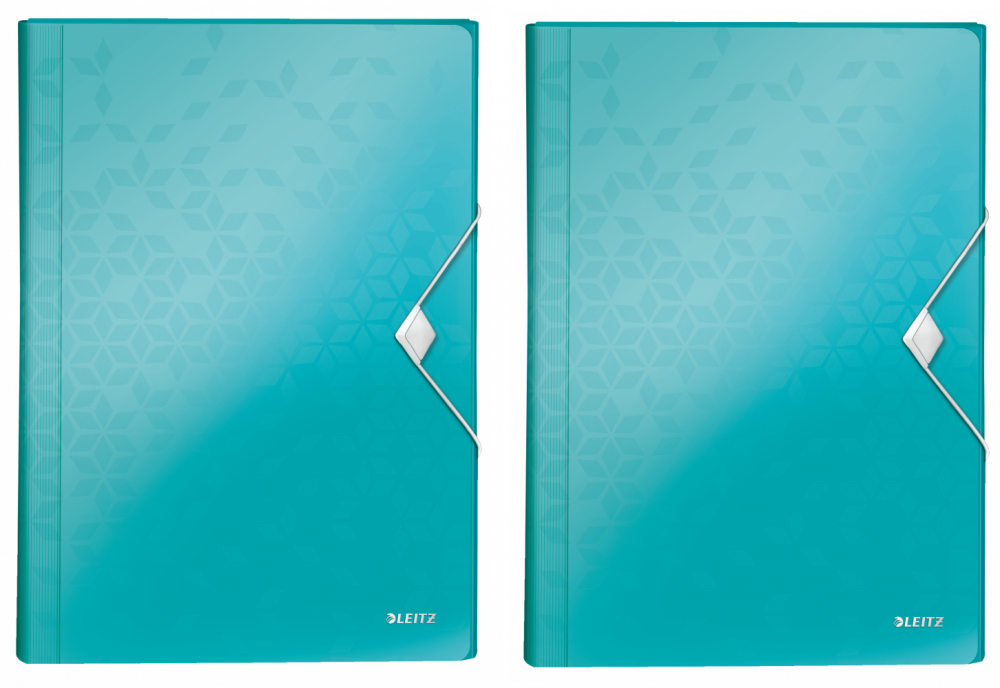 2x Teczka z przegródkami Leitz Wow, A4, 6 przegródek, turkusowy