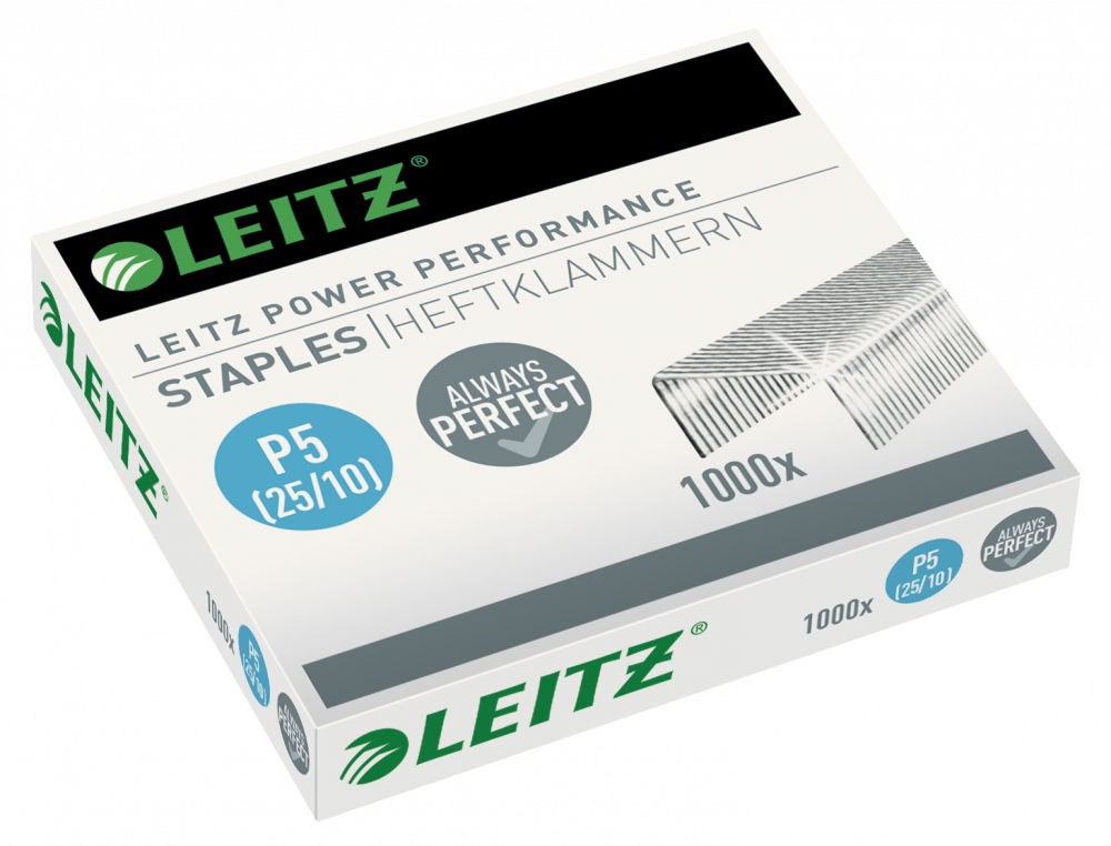 Zszywki Leitz Power Performance 25/10, 1000 sztuk, srebrny