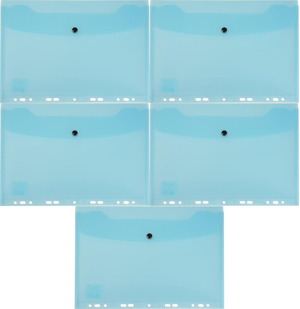 5x Teczka koperta do segragatora A4, Biurfol, A4, na zatrzask , przezroczysty niebieski