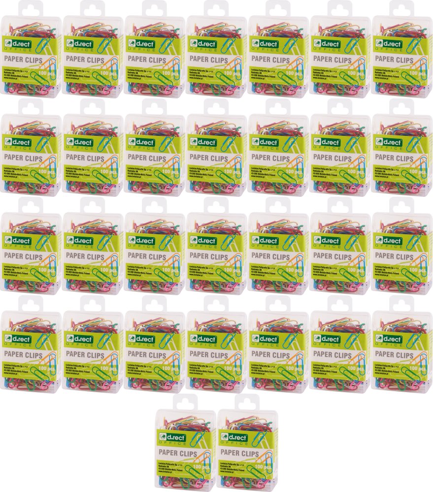 100x Spinacz metalowy D.Rect, okrągły, 28mm, 100 sztuk, mix kolorów
