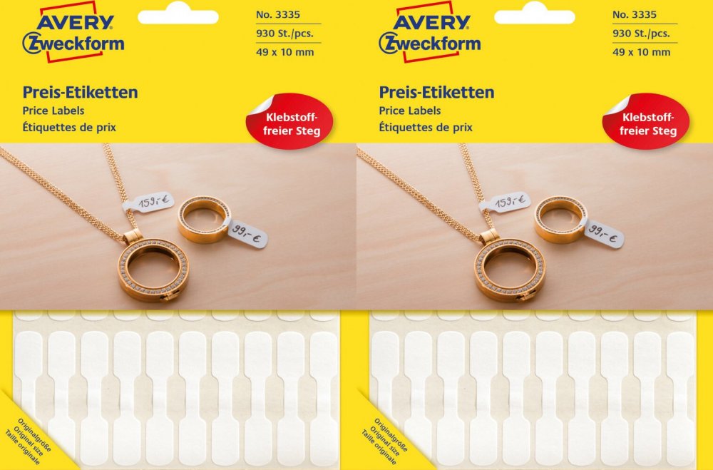 2x Etykiety cenowe Avery Zweckform, do opisu ręcznego, 49x10mm, 930 sztuk, biały