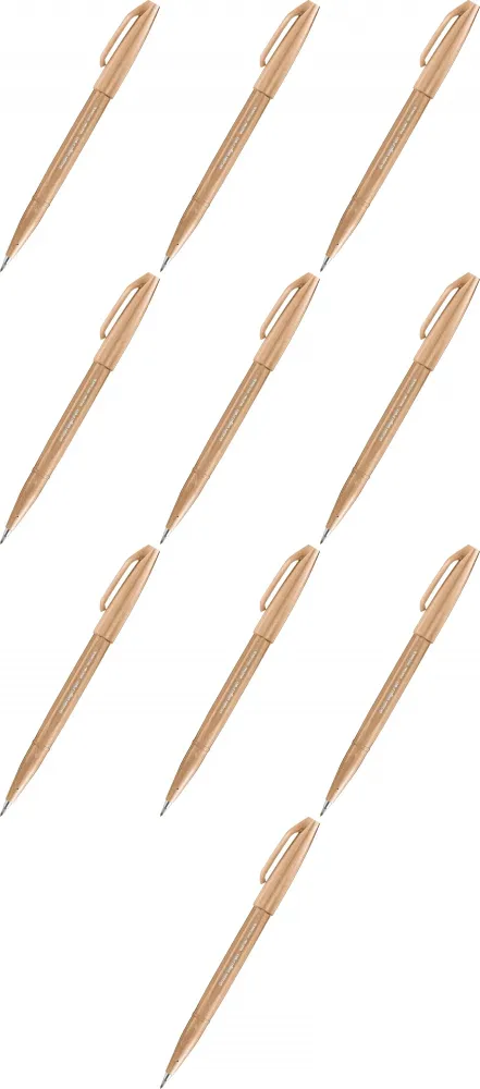 10x Pisak pędzelkowy do kaligrafii Pentel Brush Sign Pen SES15C, 2.07mm, jasnobrązowy