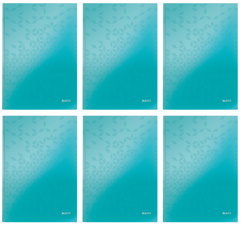 6x Brulion w kratkę Leitz Wow, A4, twarda oprawa, 80 kartek, turkusowy