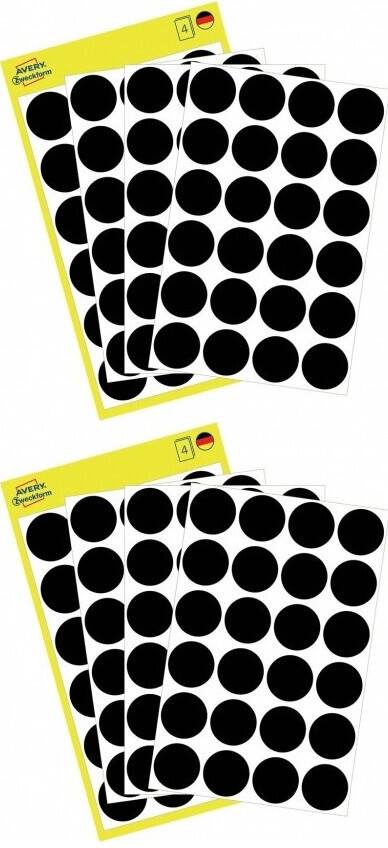 2x Etykiety Avery Zweckform, okrągłe, średnica 18mm, 96 sztuk, czarny