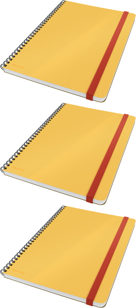 3x Kołonotatnik Leitz Cosy, B5, w kratkę, 80 kartek, okładka kartonowa, żółty