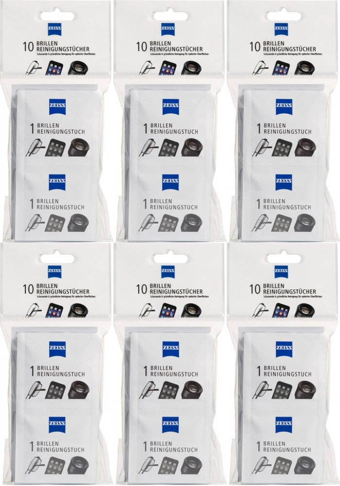 6x Chusteczki do czyszczenia okularów i wyświetlaczy Zeiss, 10 sztuk