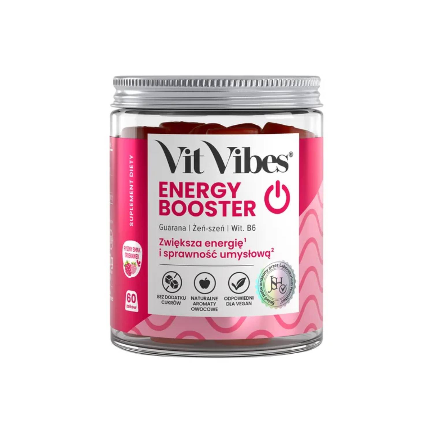 Vit vibes energy booster, smak truskawkowy, 60 żelek