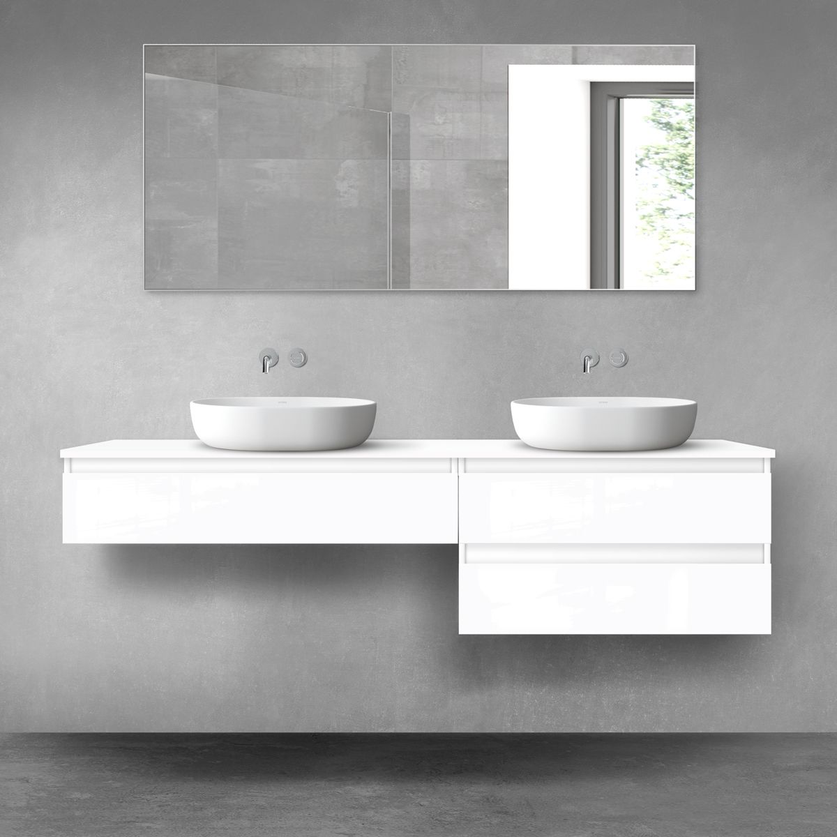 Oltens Vernal zestaw mebli łazienkowych 180 cm z blatem biały połysk 68552000 - Wysyłka w 24h