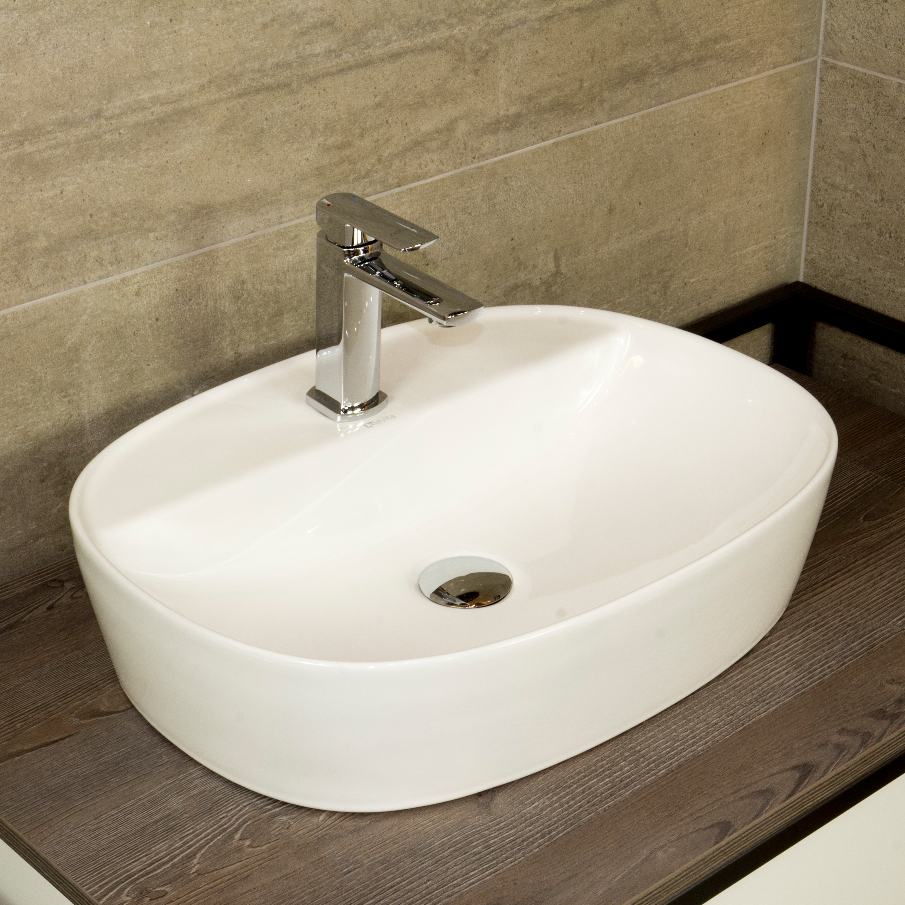 LaVita Pereya Slim umywalka 50,5x38,5 cm nablatowa biały połysk