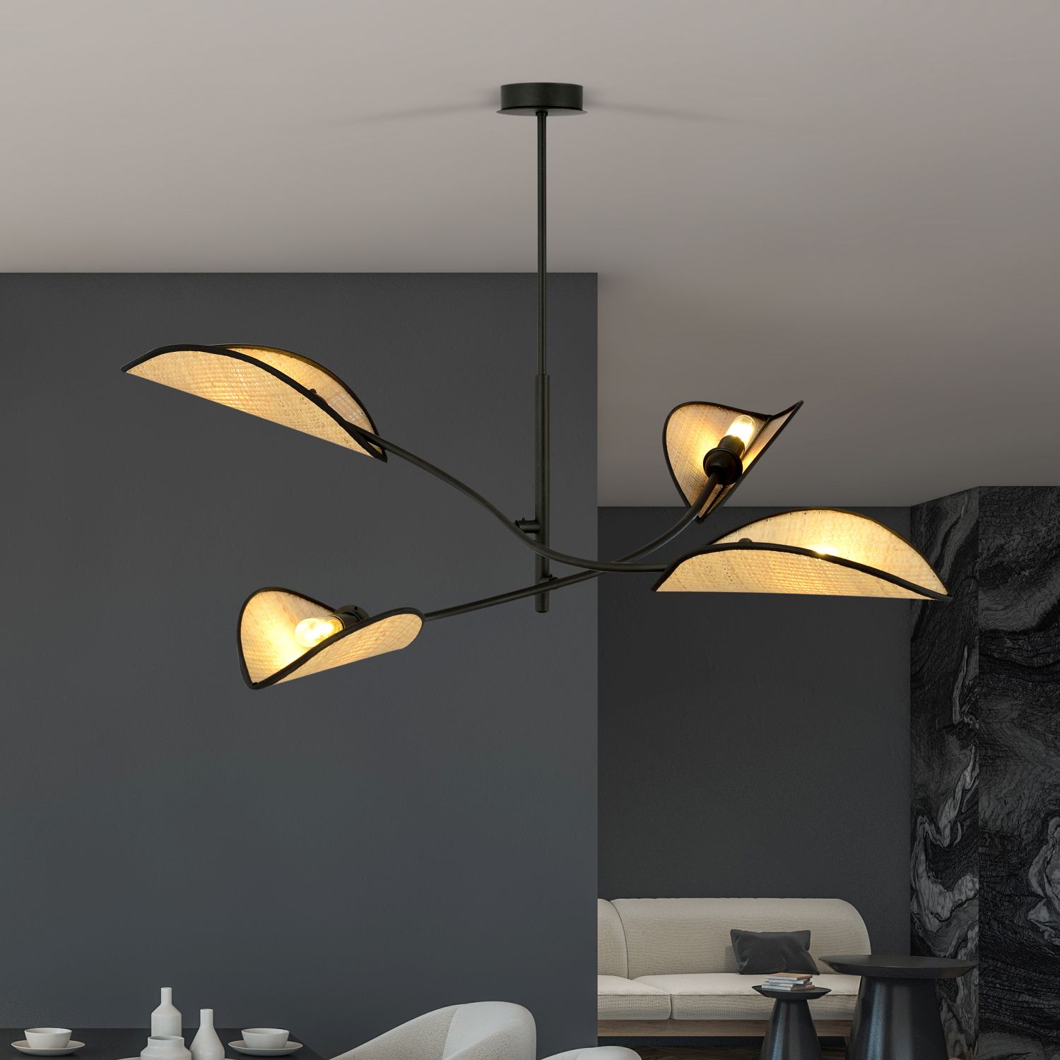 Emibig Lotus lampa podsufitowa 4x10 W czarna-beżowa 1108/4