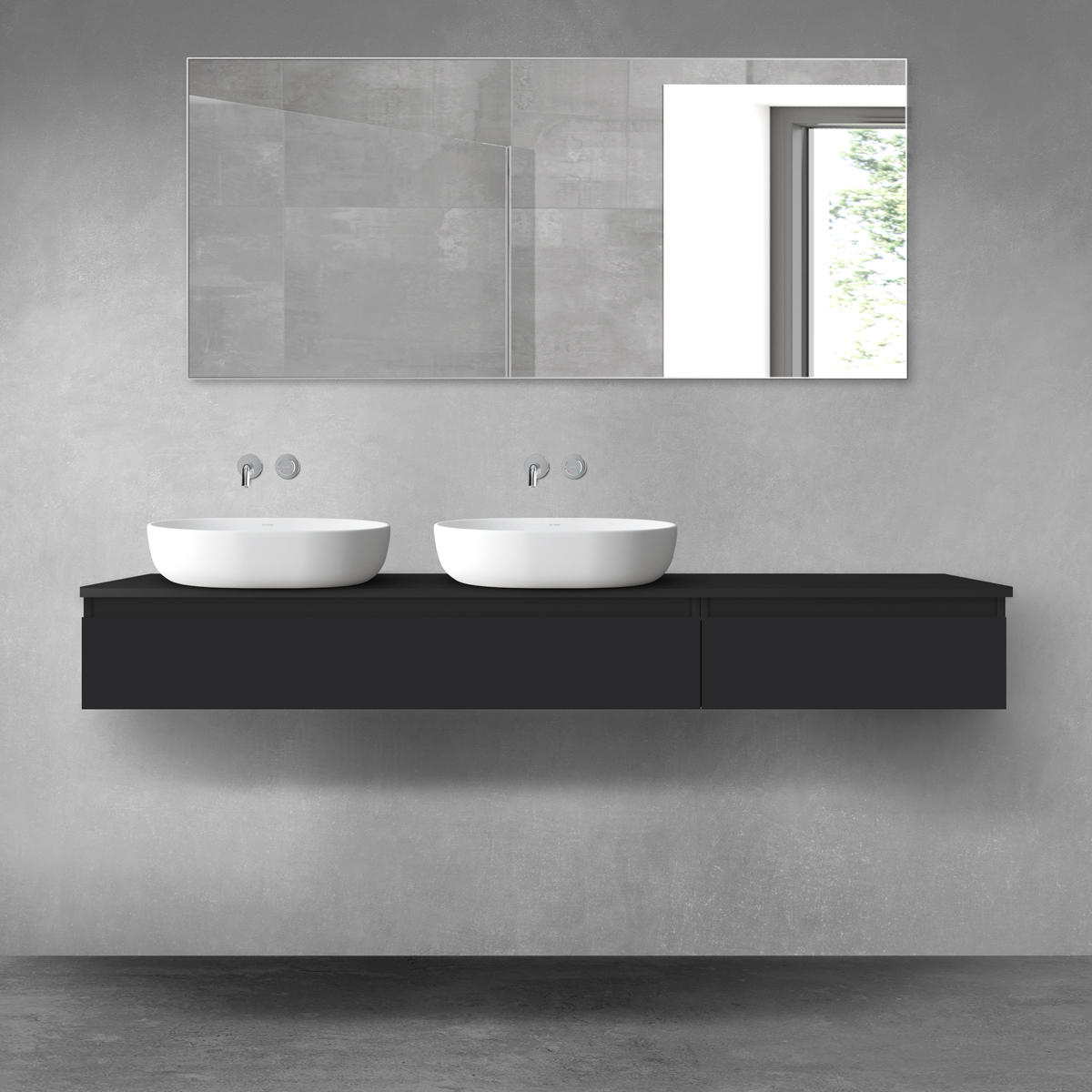 Oltens Vernal zestaw mebli łazienkowych 180 cm z blatem czarny mat 68592300 - Wysyłka w 24h