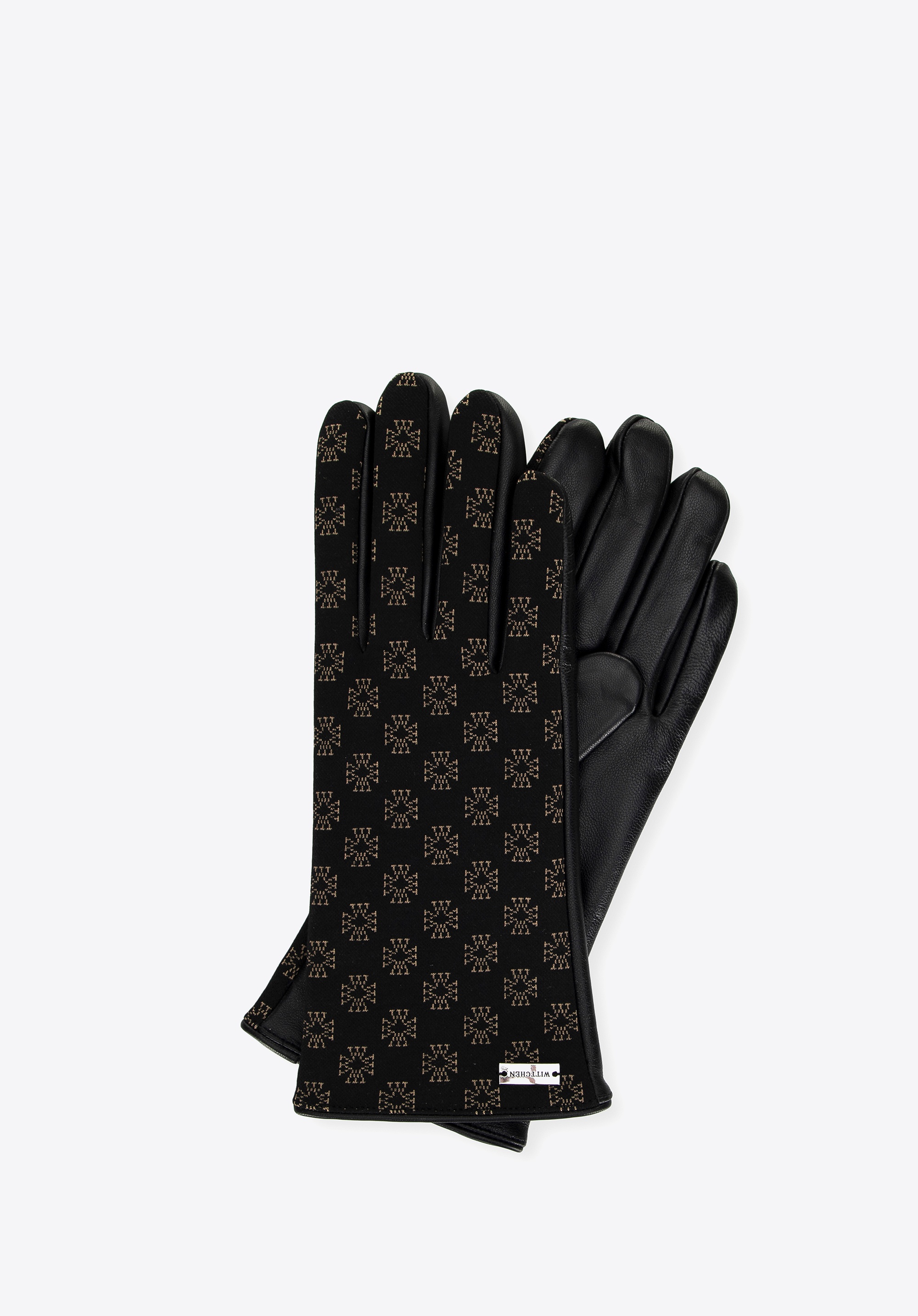 Damskie rękawiczki skórzane z monogramem czarne