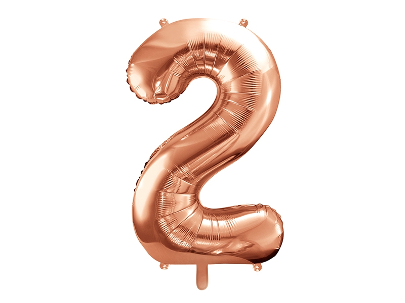 Balon foliowy Cyfra "2", 86cm, różowe złoto