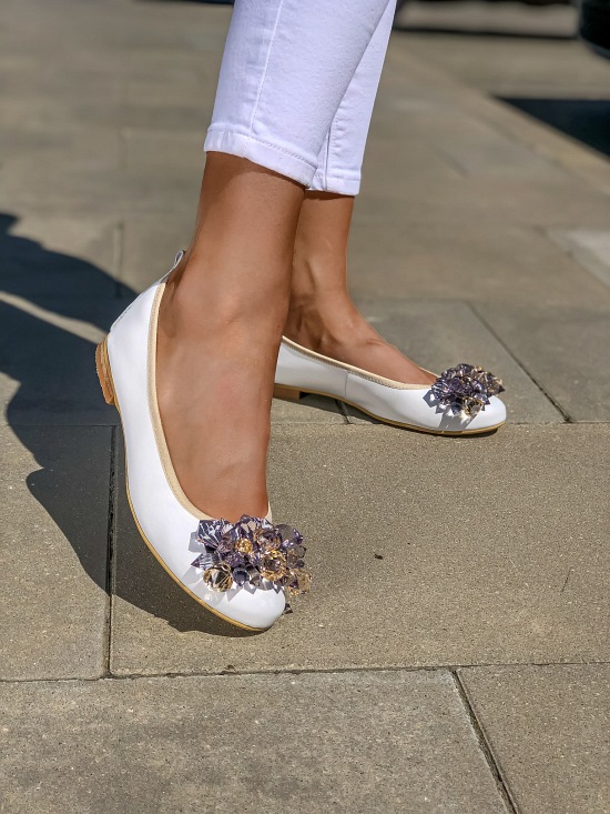 Baleriny damskie 92/117 Biały / złoty