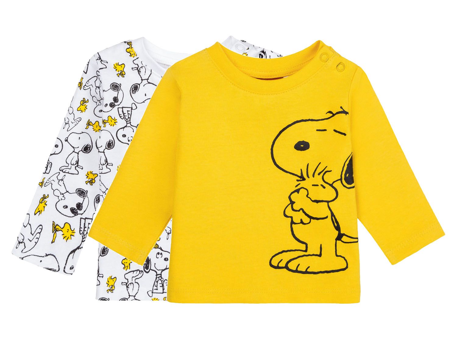 Bluzki niemowlęce z biobawełny, 2 sztuki We wzory/ biały/ żółty, 86/92