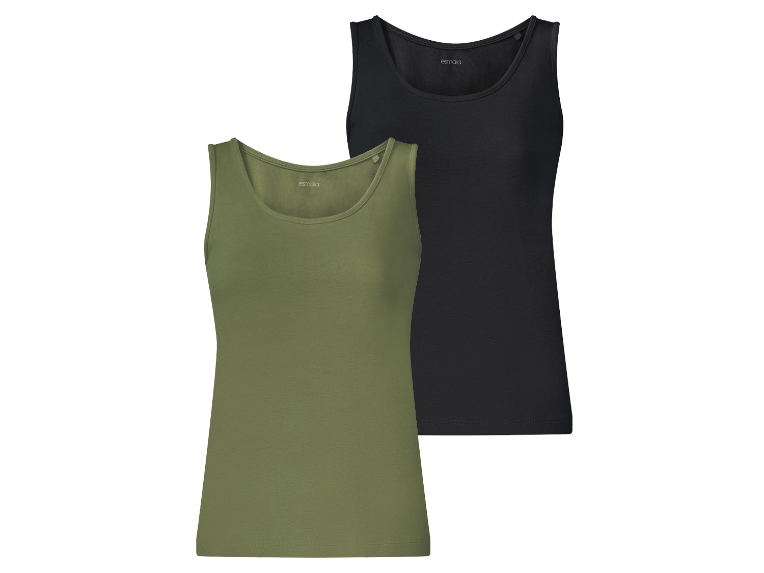 esmara Top damski z bawełną, 2 sztuki Czarny/ zielony, M40/42