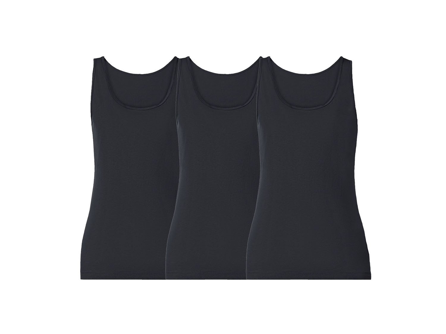 esmara Podkoszulki damskie z bawełną na ramiączkach, 3 sztuki Czarny, L44/46